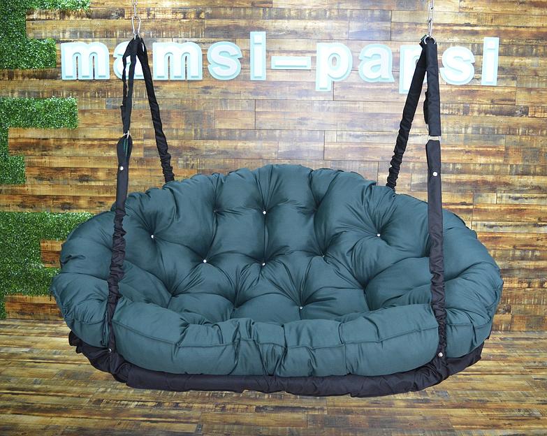 Подвесной диван «Комфорт» черный и темно-зеленый фото 1