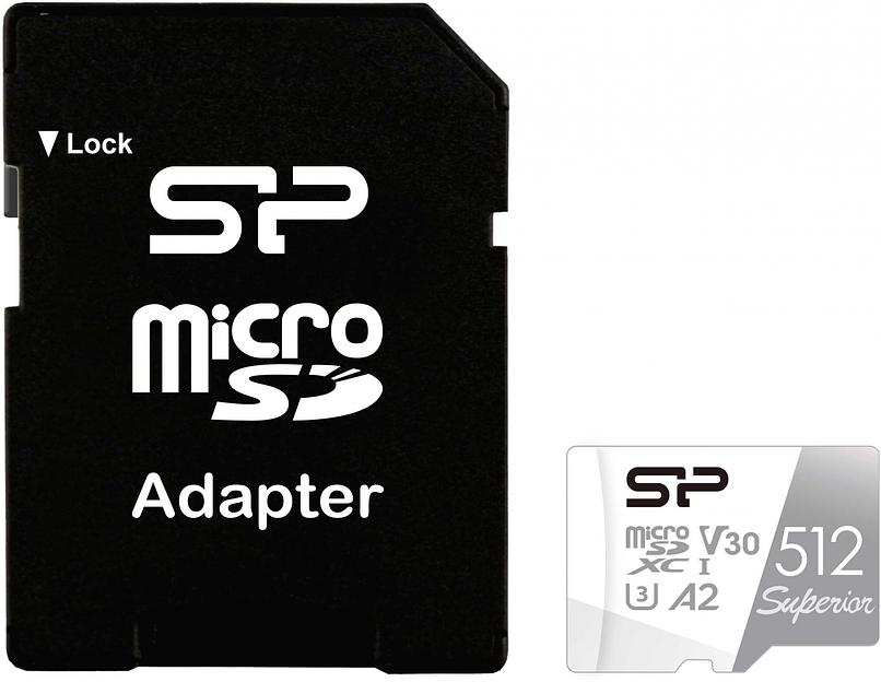 Флеш карта microSDXC 512Gb Class10 Silicon Power SP512GBSTXDA2V20SP Superior + adapter фото 2