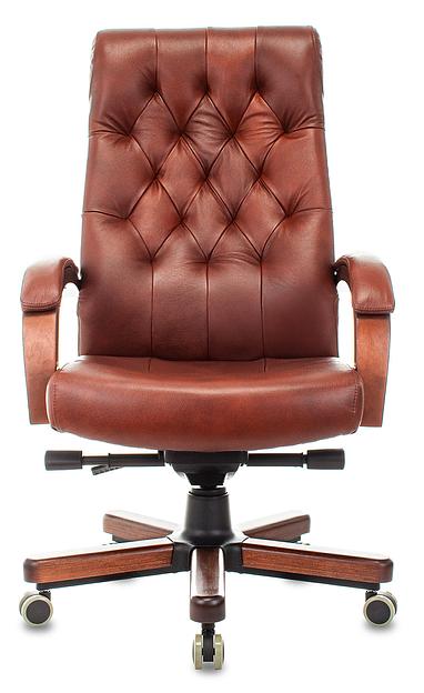 Кресло руководителя Бюрократ T-9928WALNUT светло-коричневый Leather Eichel кожа крестов. металл/дерево фото 2