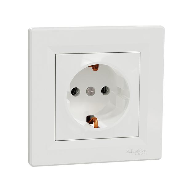 Розетка с заземлением SE EPH2900121 Asfora 16А в сборе винт. клеммы белый EPH2900121 фото 1