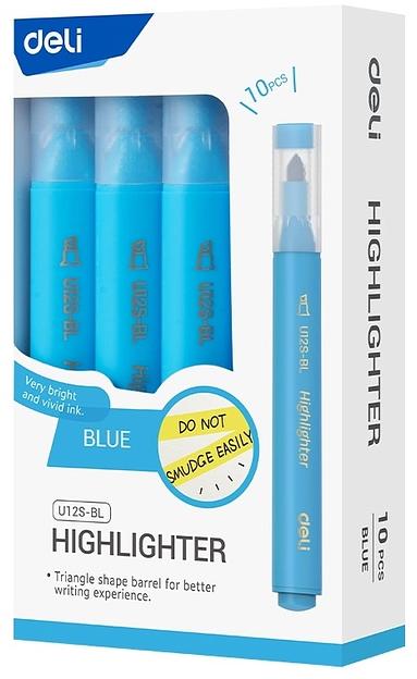 Текстовыделитель Deli EU12S-BL скошенный пиш. наконечник 1-5мм голубой коробка картонная фото 1