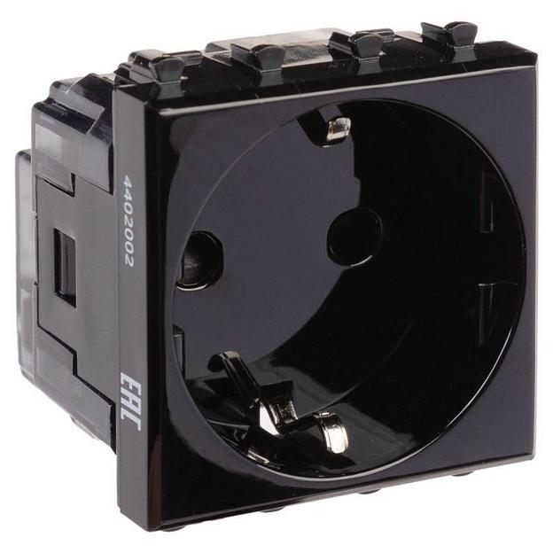 Dkc 4402002 Розетка "Черный квадрат", 2P+E, с з/ш, "Avanti", 2 мод. фото 2