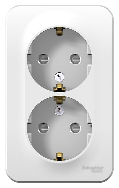 Systeme electric BLNRA011201 BLANCA О/У РОЗЕТКА двойная с заземлением со шторками, 16А, 250В, БЕЛЫЙ фото 2