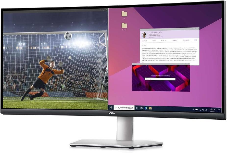 Монитор Dell 34" S3423DWC серебристый/черный VA LED 2ms 21:9 HDMI M/M матовая HAS 3000:1 300cd 178гр/178гр 3440x1440 100Hz DP WQ USB 10.38кг фото 3