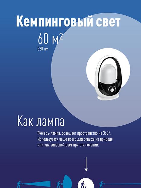 Фонарь кемпинговый аккумуляторный, 8W COB LED, аккум. 4V 2Ah, 520Лм, 15 часов фото 1