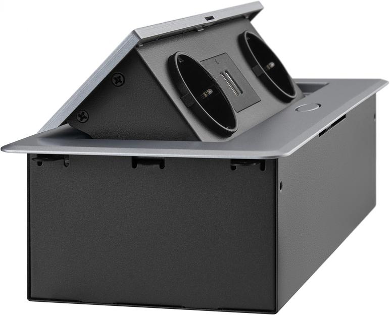 Розетка Cactus CS-SOCKET-EU/USBA-GY для столешницы серый фото 3