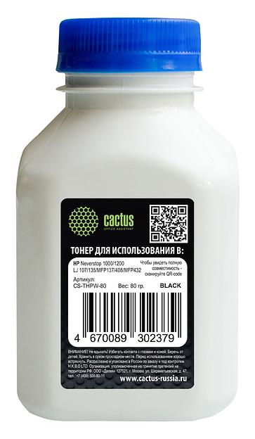 Тонер Cactus CS-THPW-80 черный флакон 80гр. для принтера HP Neverstop 1000/1200, HP LJ 107/135/MFP137/408/MFP432 фото 1
