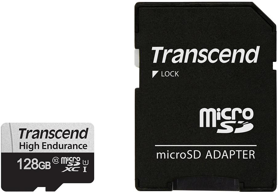Карта памяти Transcend 128GB microSD w/ adapter U1, High Endurance R95/W45 MB/s фото 1