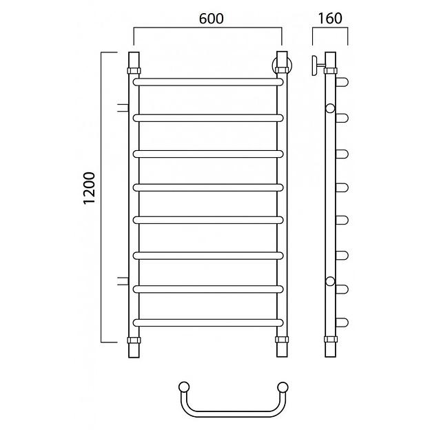 Полотенцесушитель водяной Роснерж Скоба L102001 120x60 с боковым подключением 700 фото 2