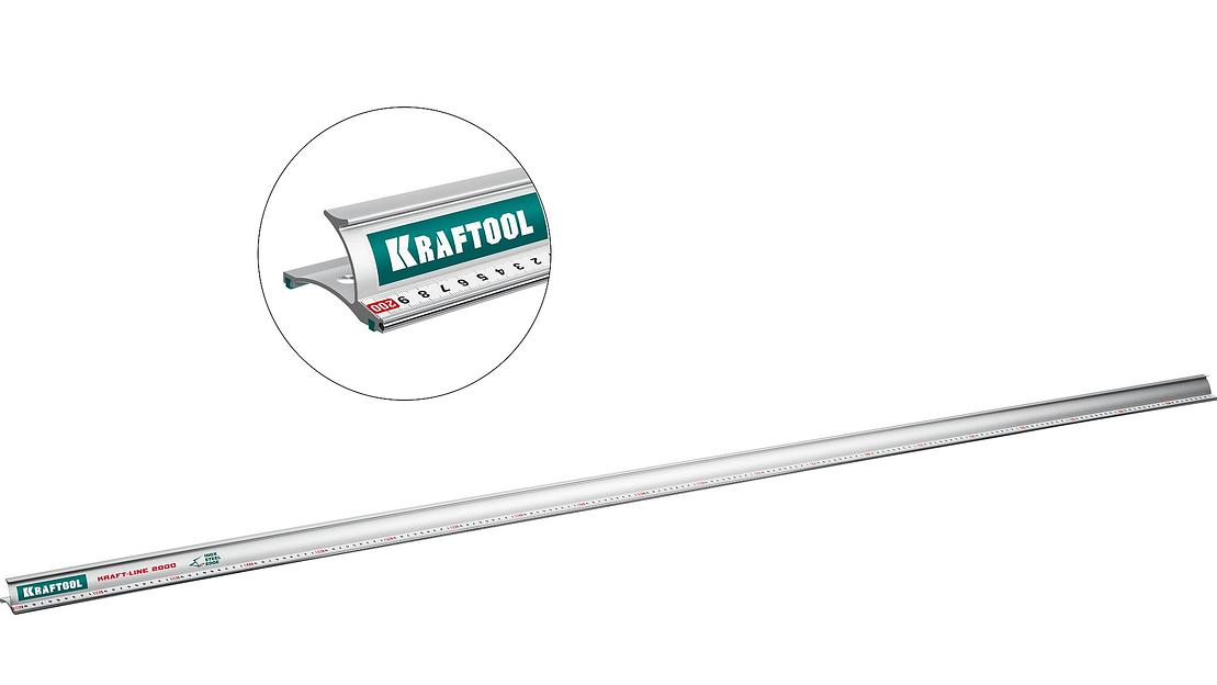 KRAFTOOL KRAFT-LINE, 2.0 м, усиленная алюминиевая линейка со стальной направляющей (34275-200) фото 1