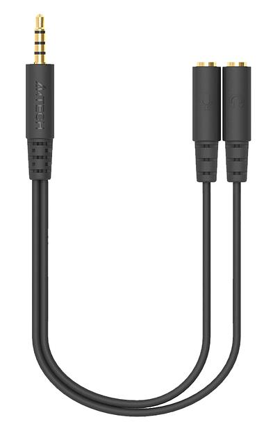 Адаптер аудио A4Tech AD-3P 2xJack 3.5 (f)/Jack 3.5 (m) 0.2м. черный фото 1
