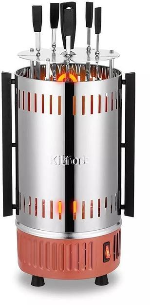 Шашлычница электрическая Kitfort КТ-1407 900Вт нержавеющая сталь/оранжевый фото 2