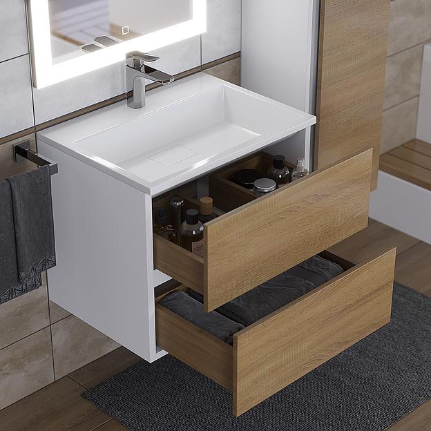 Раковина для ванной полувстраиваемая Uperwood Barsa, 60 см, прямоугольная, белая фото 3