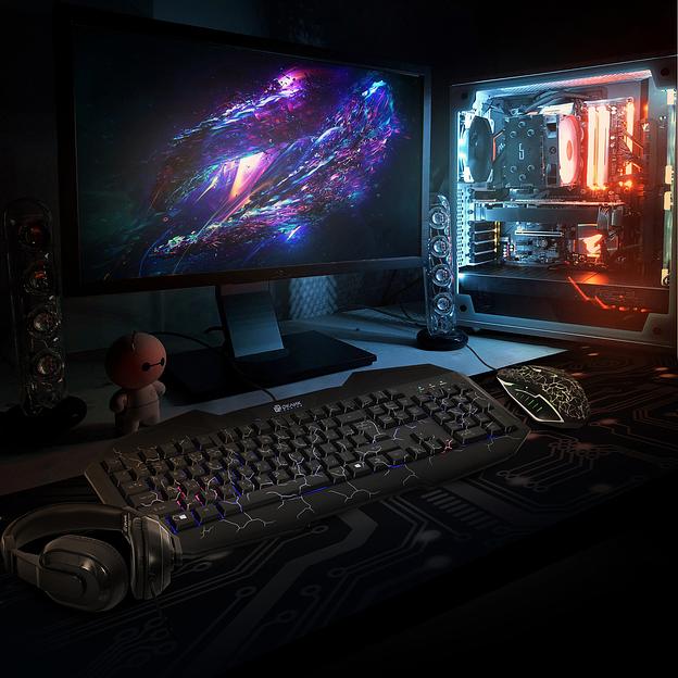 Комплект Оклик HS-HKM100G IMPERIAL (клавиатура, мышь, гарнитура) черный (489352) фото 6