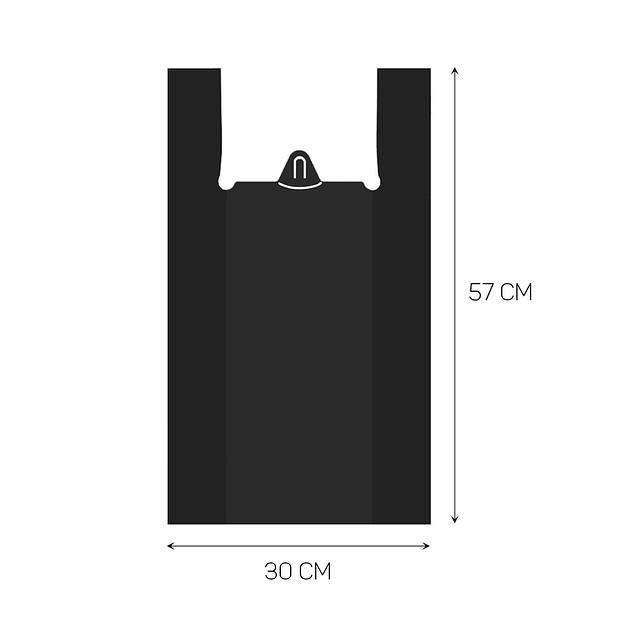 Пакет-майка без рисунка черный 30*57см 14мк под ланч-бокс - 100 шт фото 1