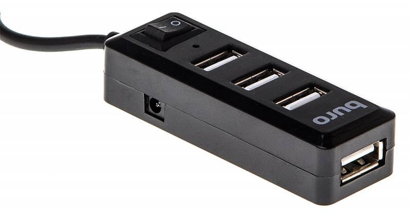 Разветвитель USB 2.0 Buro BU-HUB4-0.5L-U2.0 4порт. черный фото 3