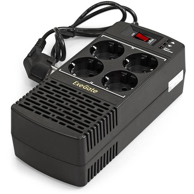 Exegate EP285941RUS Стабилизатор ExeGate Power AD5000-500 (500VA/300W, диапазон 150...280В, 4 евророзетки) фото 1