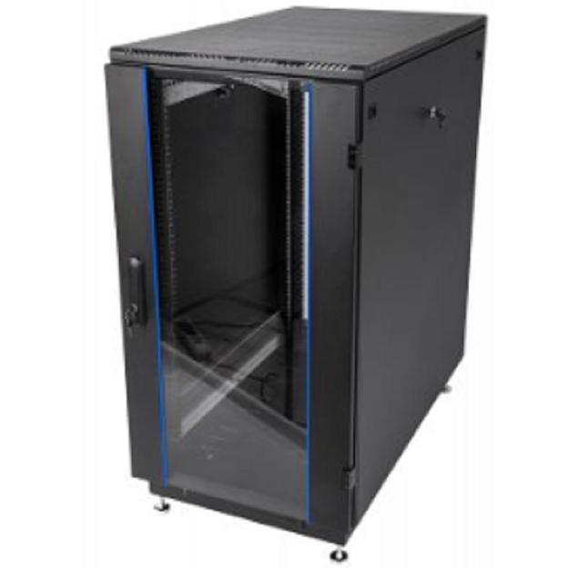 Шкаф ЦМО Шкаф телекоммуникационный напольный 24U (600 600) дверь стекло, чёрный (ШТК-М-24.6.6-1ААА-9005) фото 1