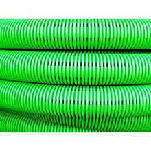 Труба гибкая двустенная дренажная д.110мм, класс SN6, перфорация 360 град., цвет зеленый фото 1