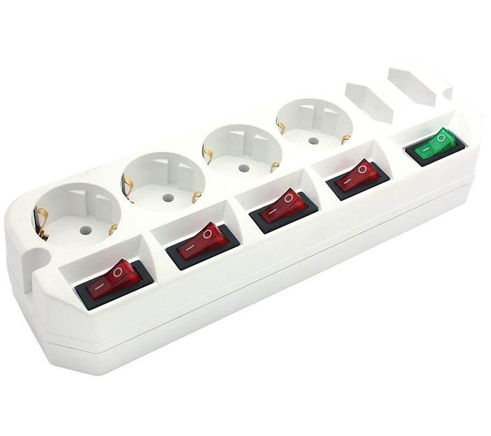 Сетевой удлинитель Most A10 5м (6 розеток) белый (пакет ПЭ) фото 1