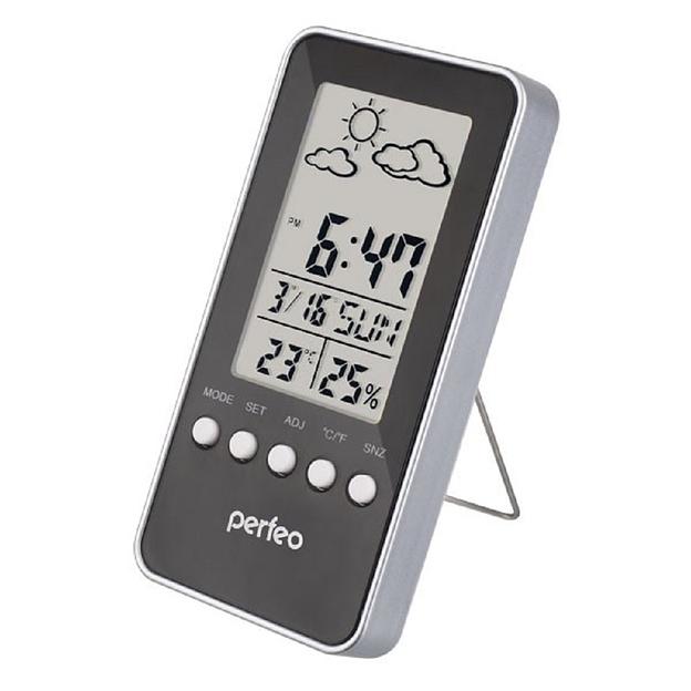 Perfeo Часы-метеостанция "Window", чёрный, (PF-S002A) время, температура, влажность, дата фото 1