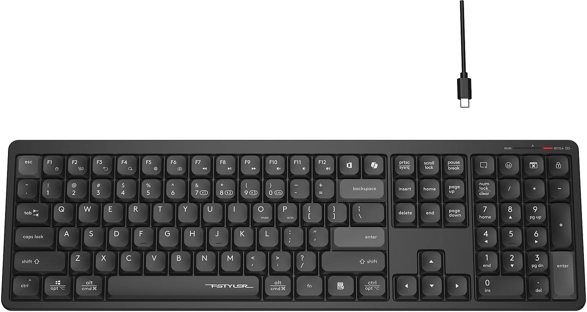 Клавиатура A4Tech Fstyler FBX55C черный USB беспроводная BT/Radio slim Multimedia (FBX55C) фото 7