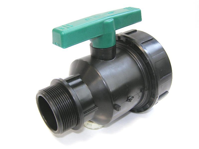 Кран шаровый ПНД 1 1/2x1 1/2 внутр/нар резьба компрессионный фото 1