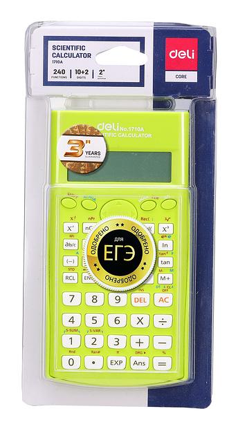 Калькулятор научный Deli E1710A/GRN зеленый 10+2-разр. фото 1
