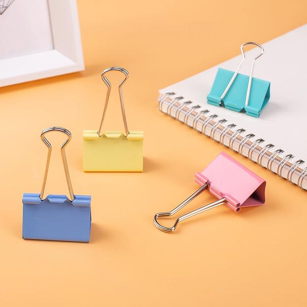 Зажимы Deli E8552A металл 41мм ассорти (упак.:24шт) пластиковая коробка фото 2