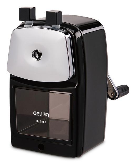 Точилка для карандашей механическая Deli 71156BLACK 1 отверстие металл черный фото 1