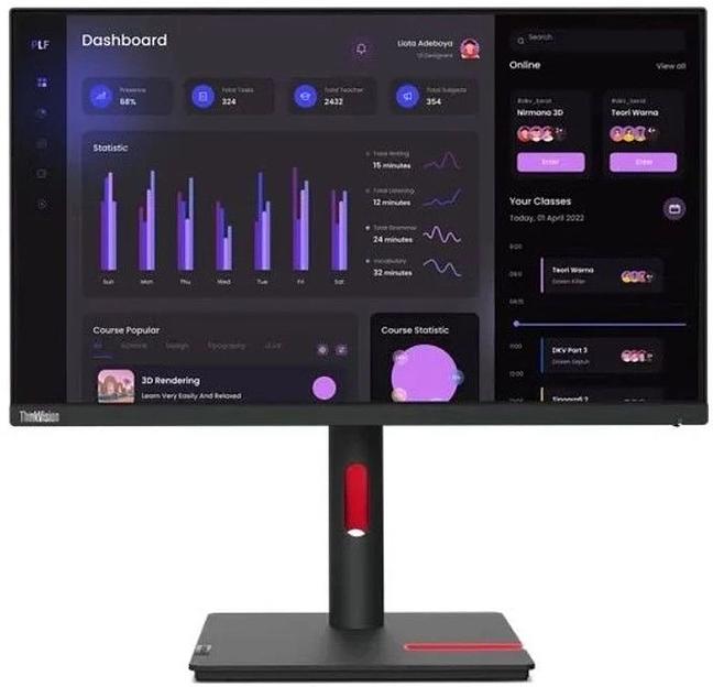 Монитор Lenovo 23.8" ThinkVision T24i-30 черный IPS LED 4ms 16:9 HDMI матовая HAS Piv 1000:1 250cd 178гр/178гр 1920x1080 60Hz VGA DP FHD USB 5.4кг фото 1