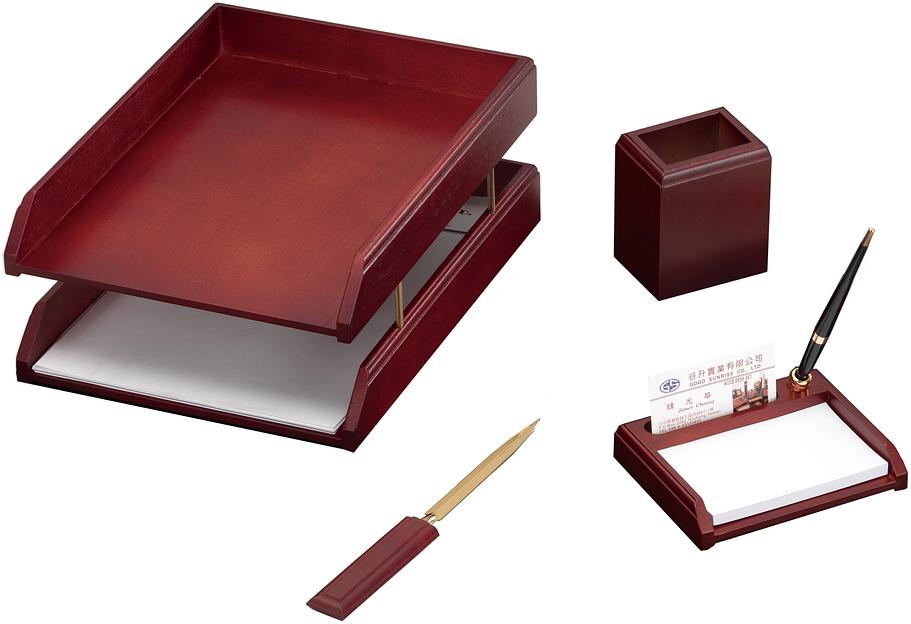 Настольный набор Good Sunrise M4C-10A (4 предмета) красное дерево дерево бордовый/черный фото 1