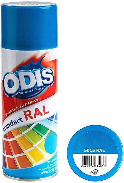 Краска аэрозольная акриловая ODIS standart RAL 5015 небесно-синий 450мл фото 1