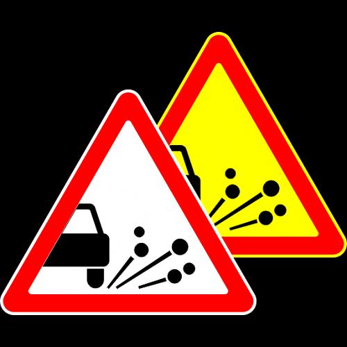 Знак 1.18 Выброс гравия фото 1