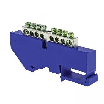 EKF sn1-63-08-d Шина "0" N (6x9 мм) 8 отв. никель синий изолятор на DIN-рейку EKF PROxima фото 1