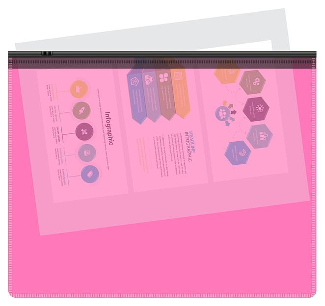 Папка на молнии ZIP Бюрократ Double Neon DNEBPM5APINKBL A5 полипропилен 0.15мм розовый цвет молнии черный фото 4