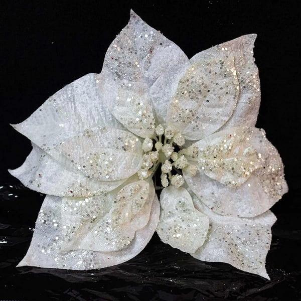 Цветок Декор на клипсе 16см белый фото 1