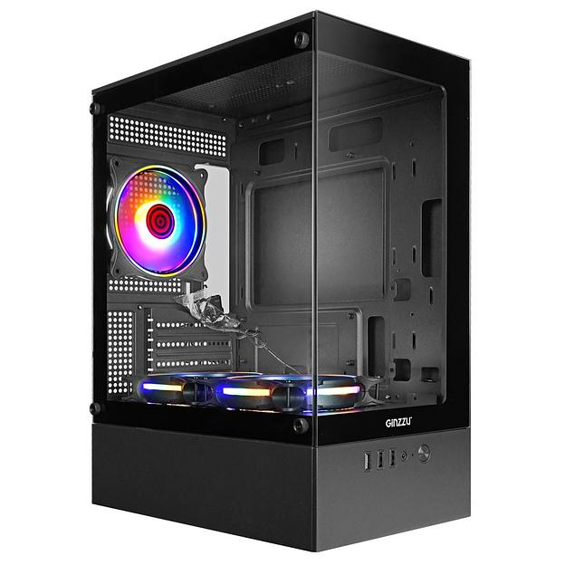Ginzzu CL475 mATX FAN 3*12LC4 передняя панель Стекло фото 1
