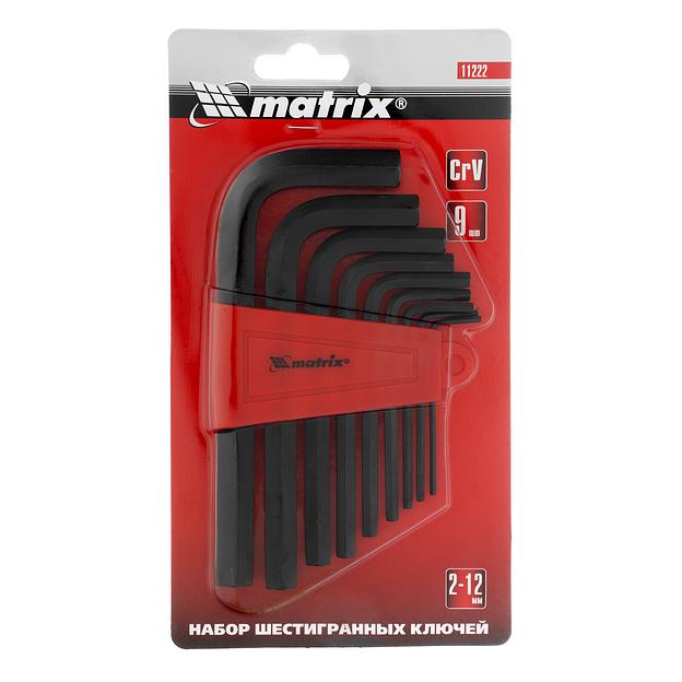 Набор ключей имбусовых HEX, 2,0–12 мм, CrV, 9 шт., короткие, оксидированные фото 3