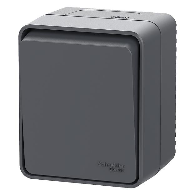 AtlasDesign PROFI IP54 О/У 1-клавишный кнопочный ВЫКЛЮЧАТЕЛЬ 10 АХ, АНТРАЦИТ фото 1