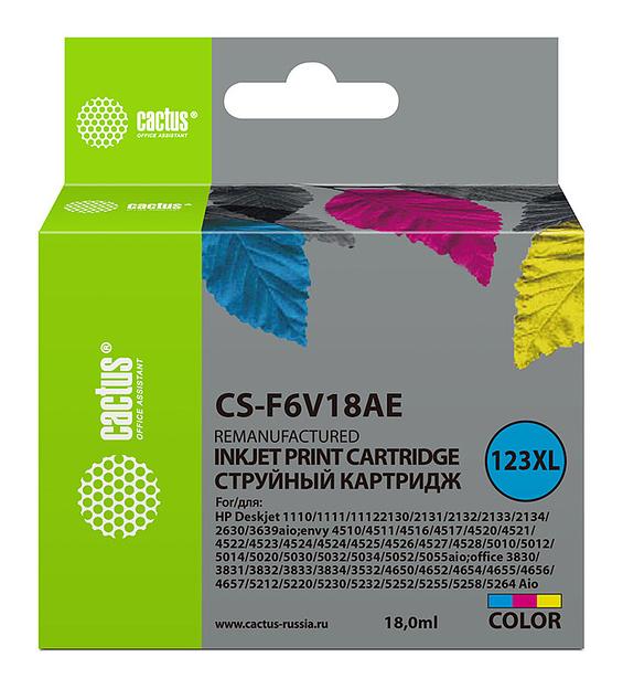 Картридж струйный Cactus CS-F6V18AE 123XL многоцветный (330стр.) (18мл) для HP DeskJet 1110/1111/1112/2130 фото 1
