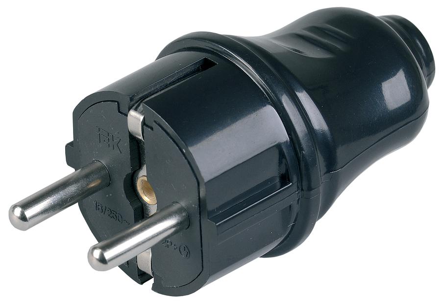 Евровилка прямая черная 16А (EVP10-16-01-K02) фото 1