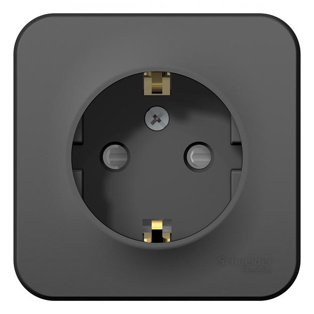 Systeme electric BLNRA011116 BLANCA О/У РОЗЕТКА с заземлением со шторк. ИЗОЛ.ПЛ., 16А, 250В, АНТРАЦИТ фото 1