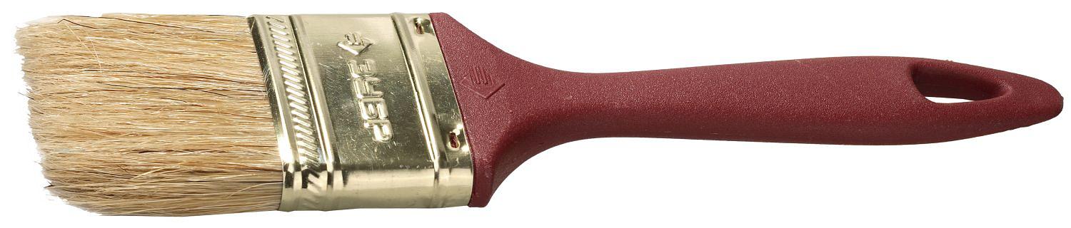 ЗУБР Кисть плоская "УНИВЕРСАЛ-МАСТЕР" "КП-11", натуральная щетина, пластмассовая ручка, 38мм[4-01011-038] фото 1