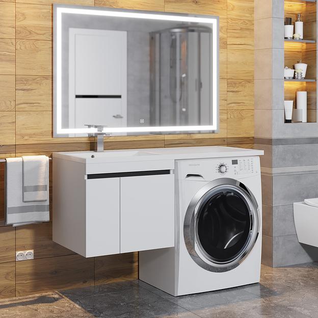 Тумба под стиральную машину Uperwood Magenta, 60 см, подвесная, белая/графит, с дверцами фото 4