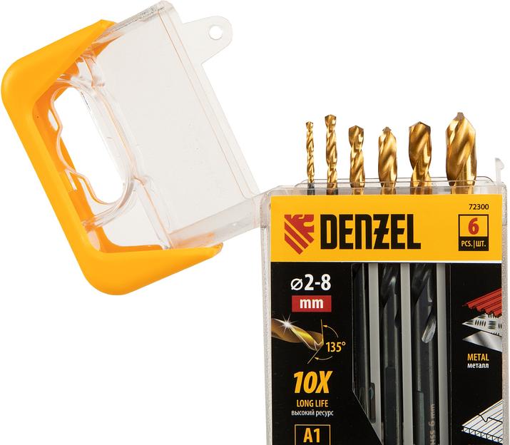 Набор сверл по металлу, 2-3-4-5-6-8 мм, HSS-Tin, Golden Tip, 6 шт// Denzel фото 2