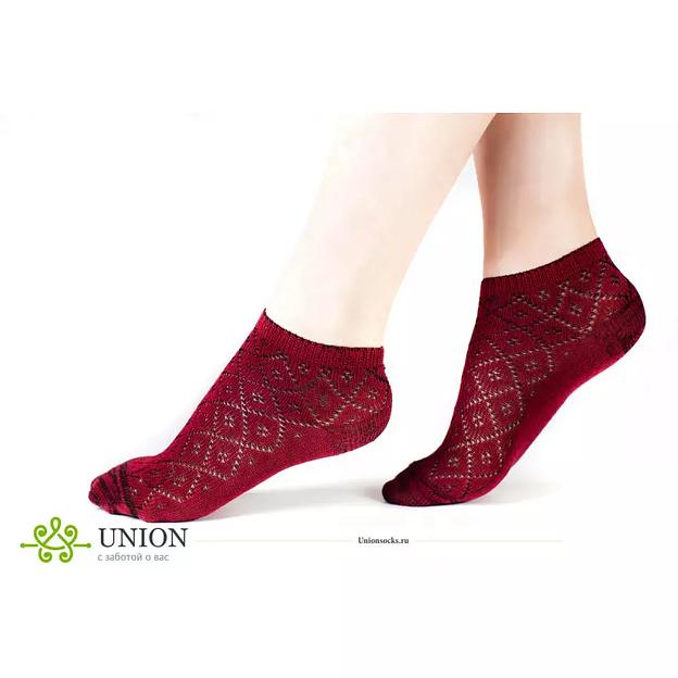 Носки Женские 10 пар нежное кружево «Бордо» ОПТ фото 2