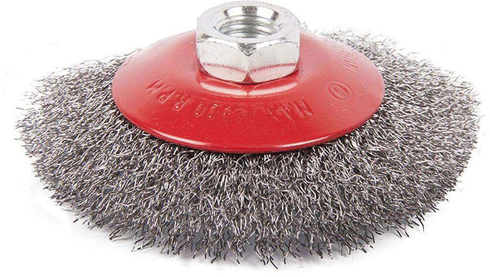 Щетка-крацовка коническая Toolberg, для УШМ, стальная витая проволока, 125мм фото 1