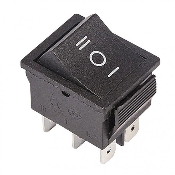 Rexant 36-2370 Выключатель клавишный 250V 15А (6с) ON-OFF-ON черный с нейтралью фото 1