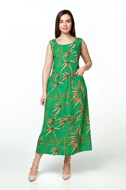 Платье штапель  6021/01/Зеленый, горчичный  фото 2